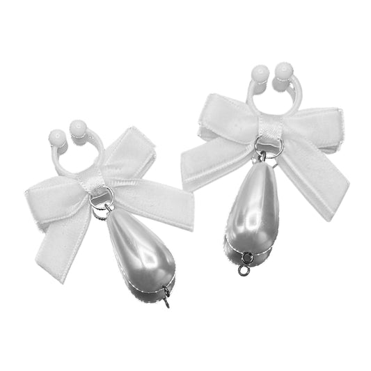 marie antoinette white pearl nipple clamps on white background