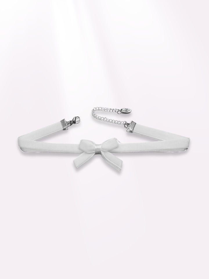white velvet bow choker