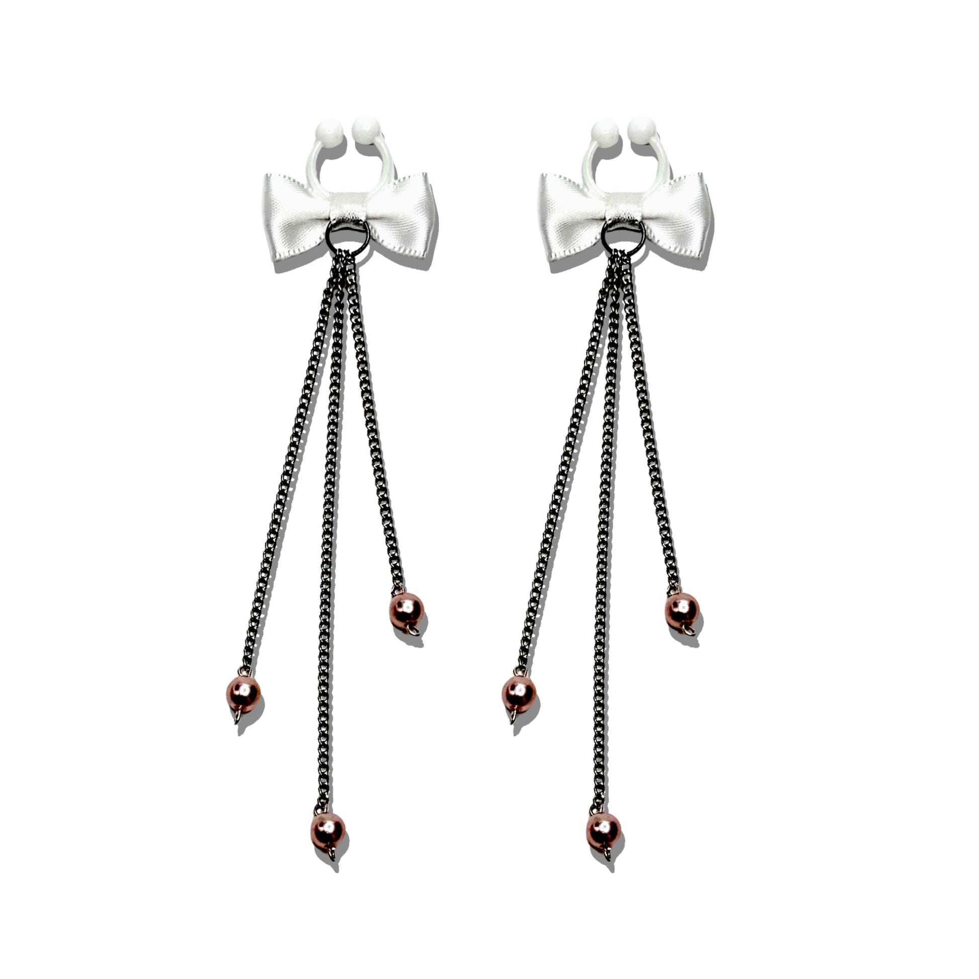 white bow pink pearl nipple ties