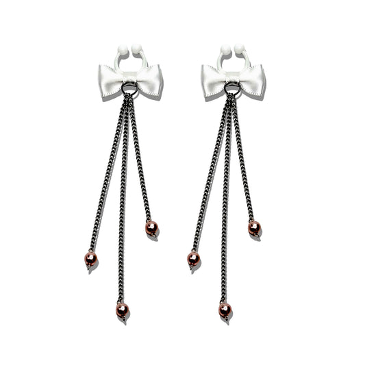 white bow pink pearl nipple ties