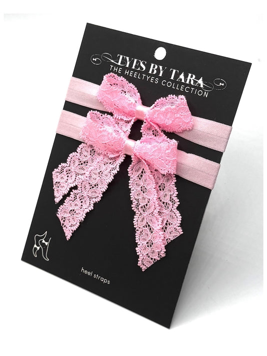pink bow lace heel straps