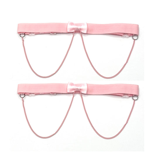Pink Chain Bow Leg Garters on White Background