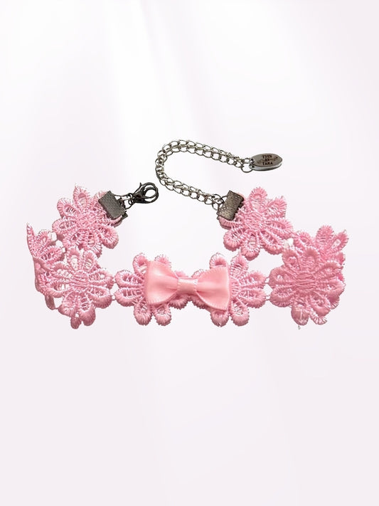 pink flower bow anklet 