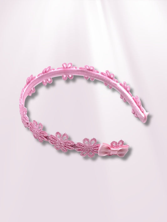 Pink Flower Bow Headband 