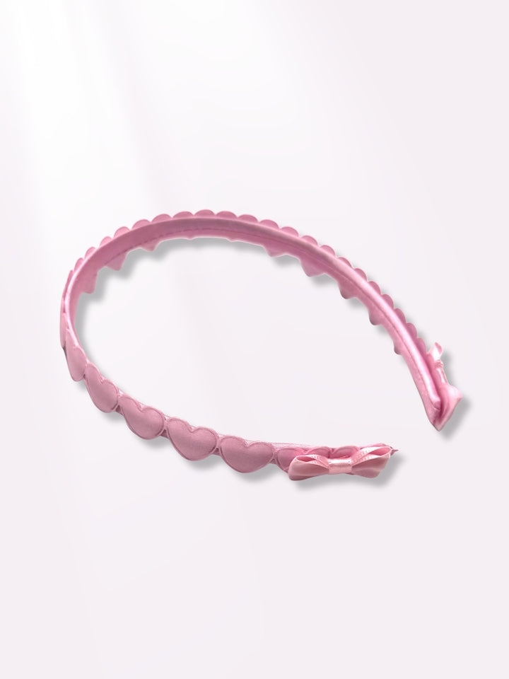 pink heart hair bow band