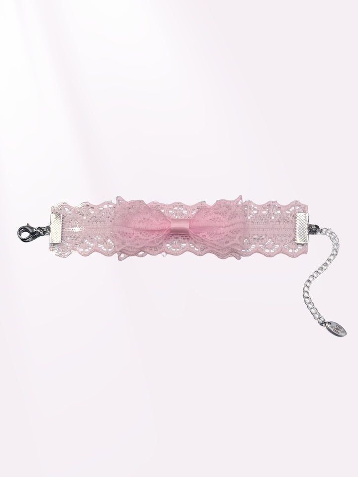 light pink bow lace bracelet flatlay 