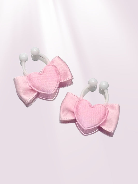 pink bow heart nipple clamps