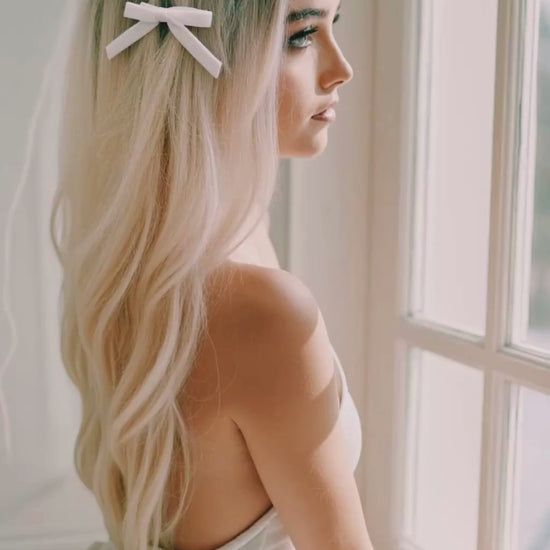 Model in White Marie Antoinette Hair Bow