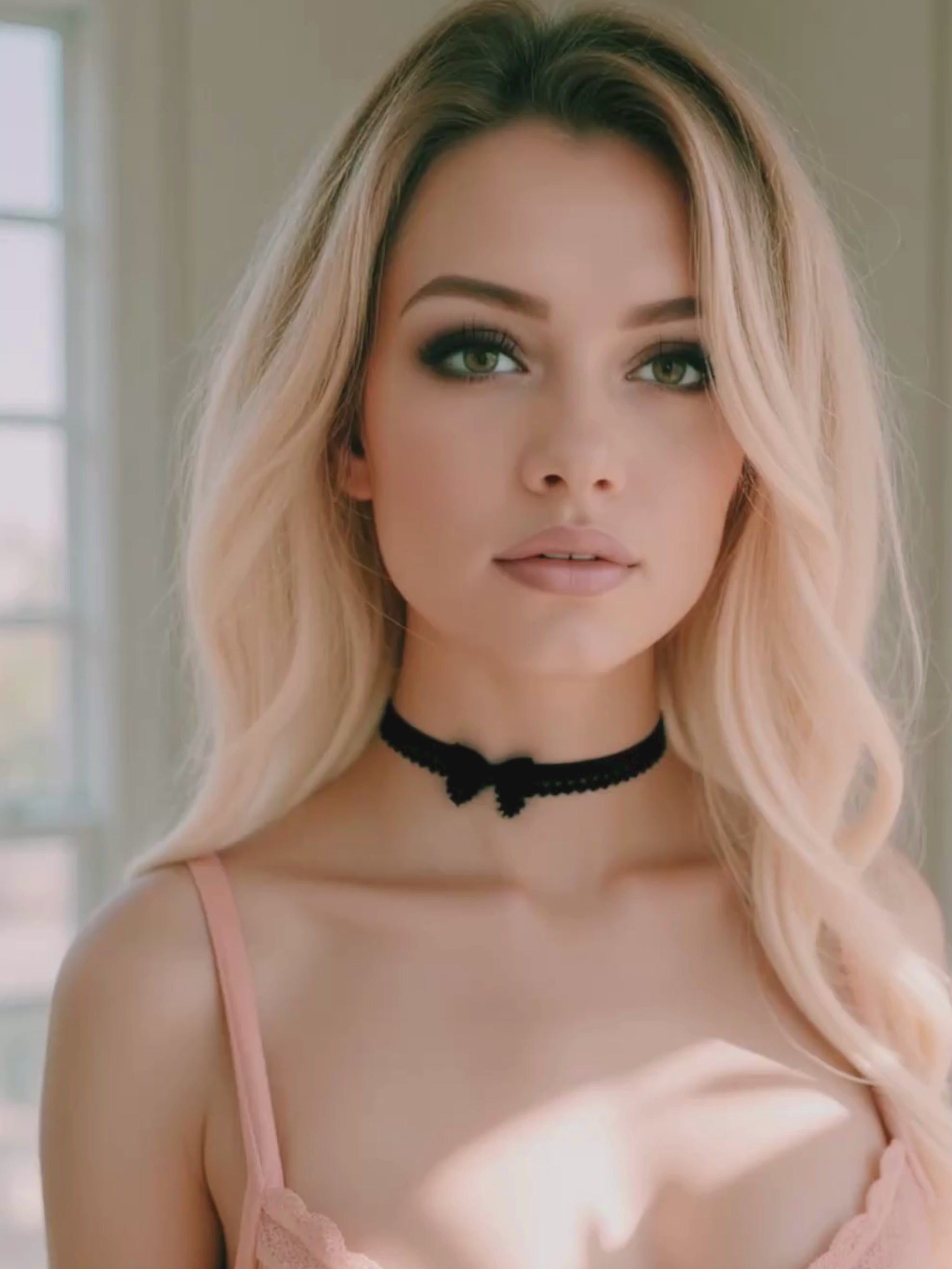 video of Foxy Black Elastic Choker on Model