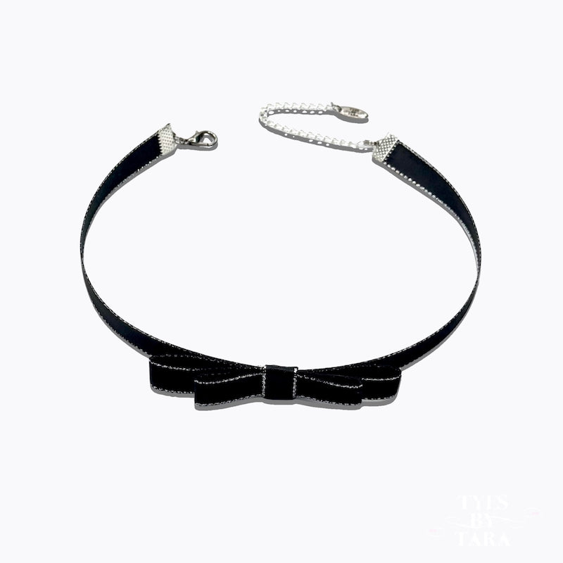 Queen Black Bow Choker on White Background