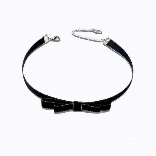 Queen Black Bow Choker on White Background