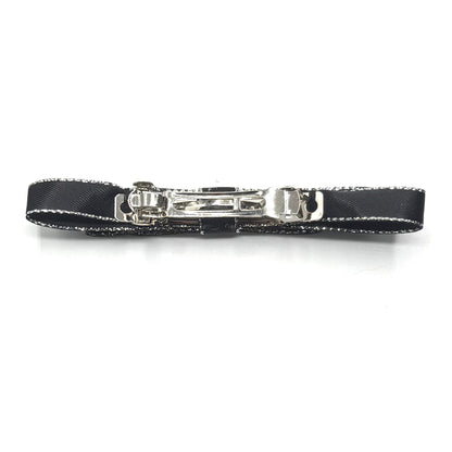 back view of black bow hair bow barrette