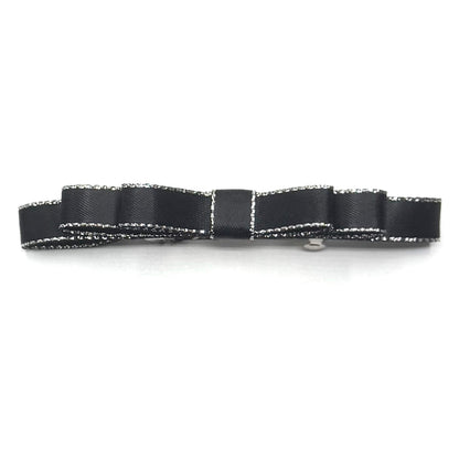 queen black hair bow with silver metallic trim