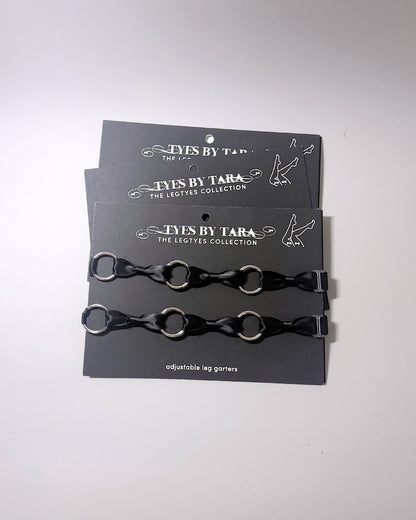 Runaway Black Bow O Ring Leg Garters