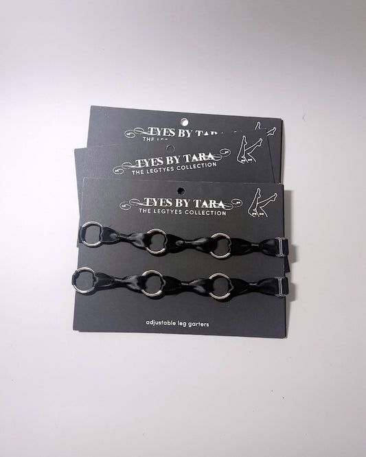 Runaway Black Bow O Ring Leg Garters