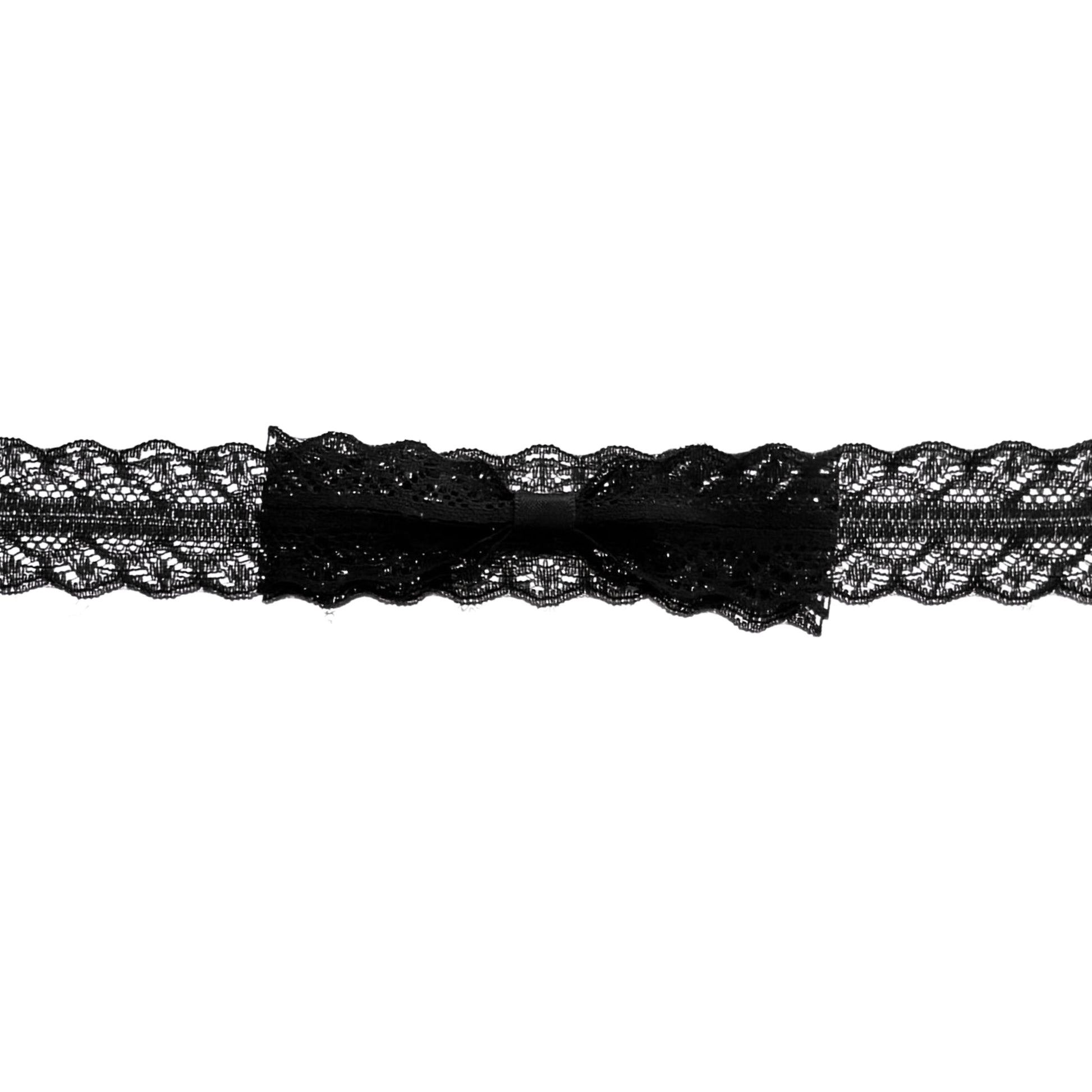 Close up Siren Black Lace Bow Belt on White Background