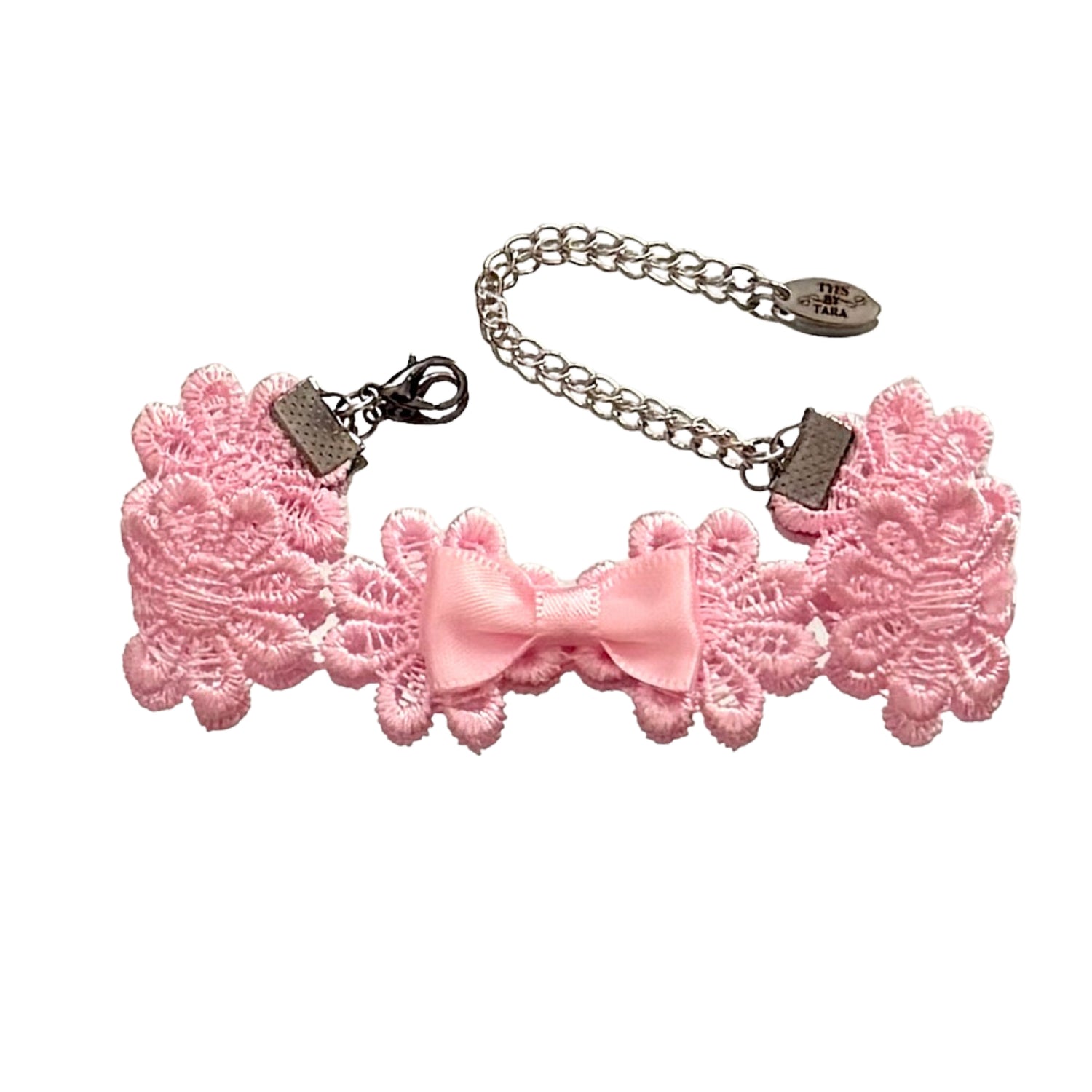 Pink Flower Bracelet with Pink Bow 