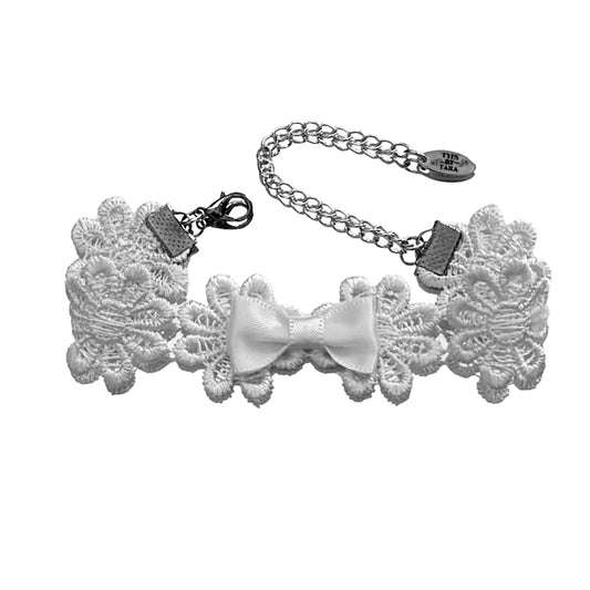 white flower bracelet on white background