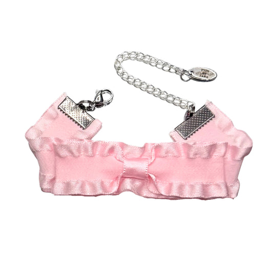 maiden pink ruffled bracelet on white background