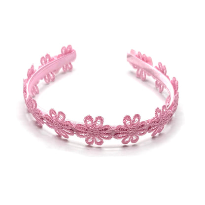 Blossom Pink Flower Headband with Satin petite pink bows Top View