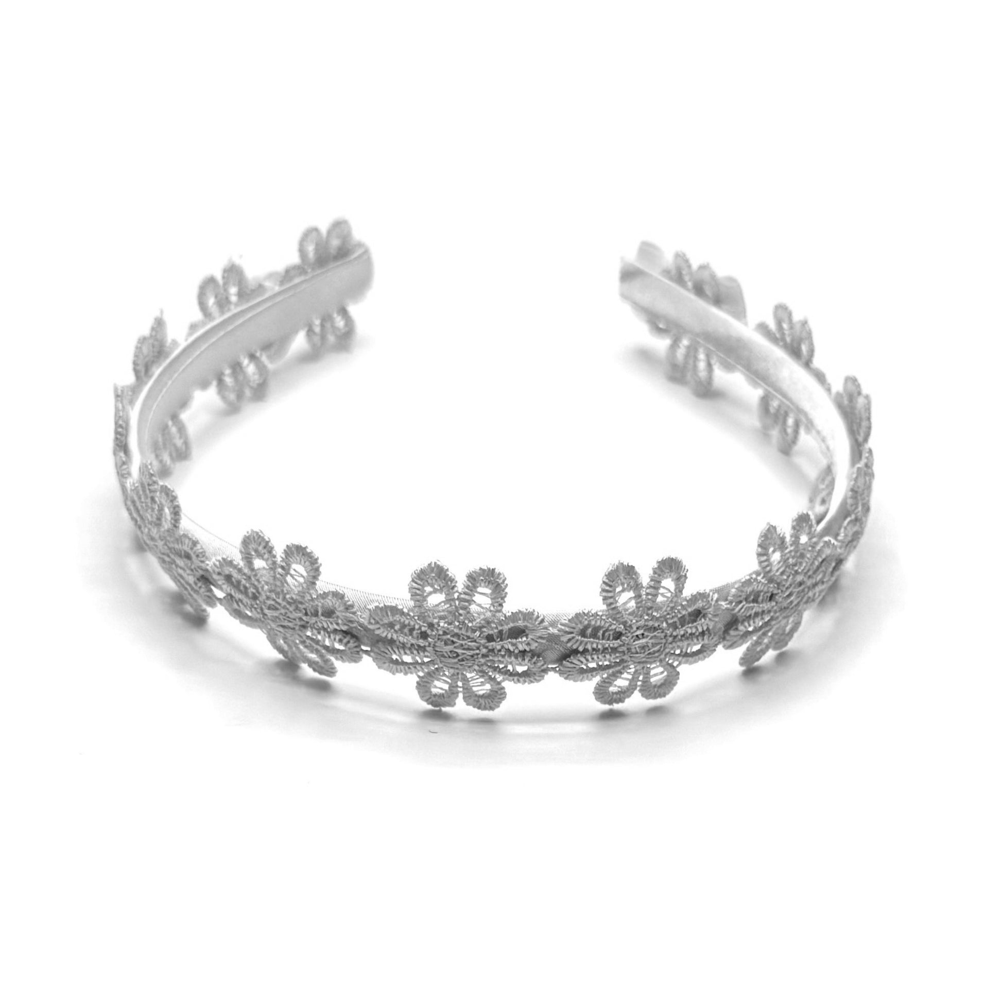 White Flower Bow Headband with White Bows Top View