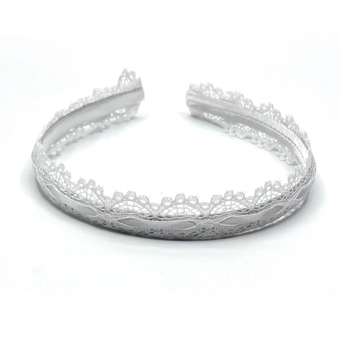 Chantilly White Lace Bow Headband Top View