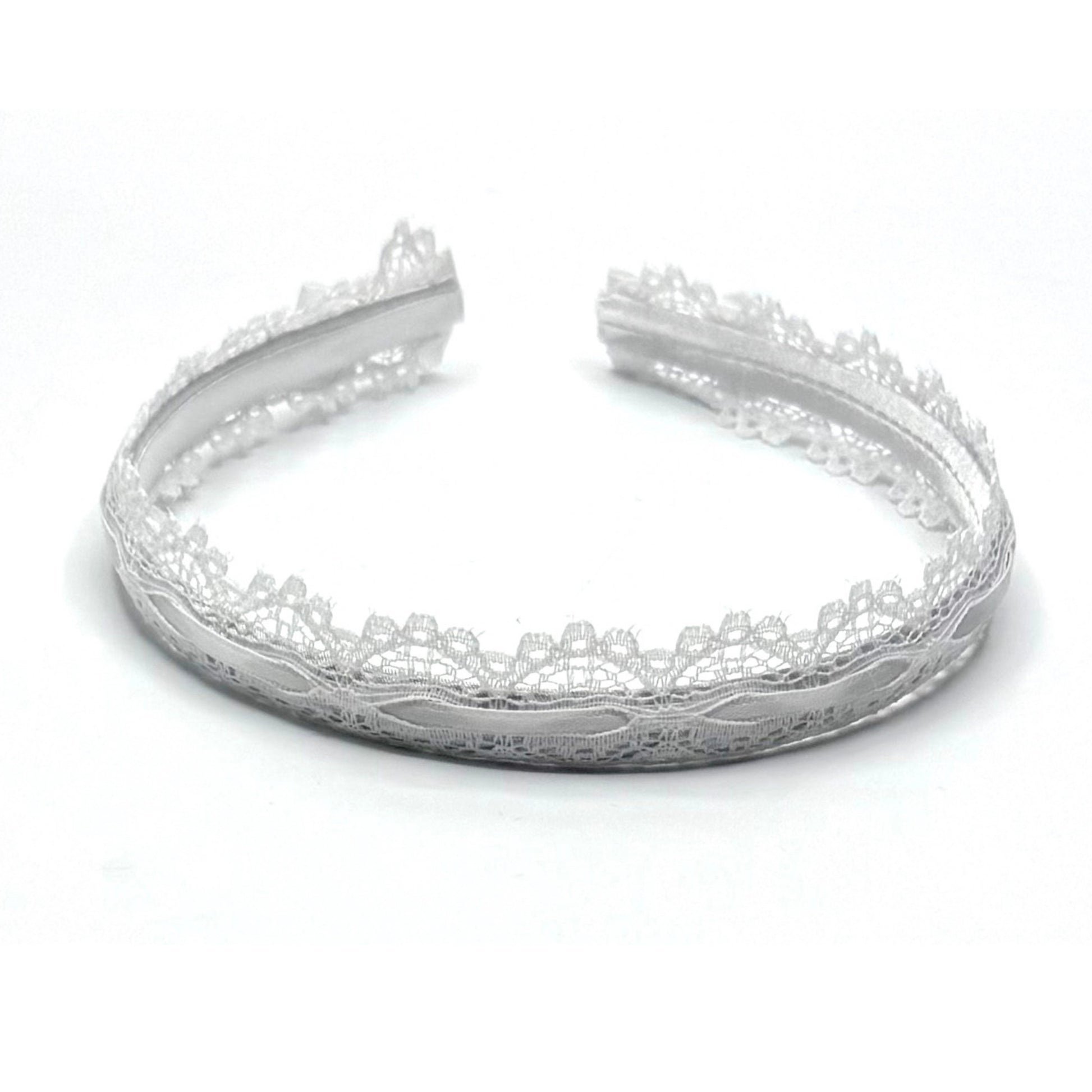 Chantilly White Lace Bow Headband Top View