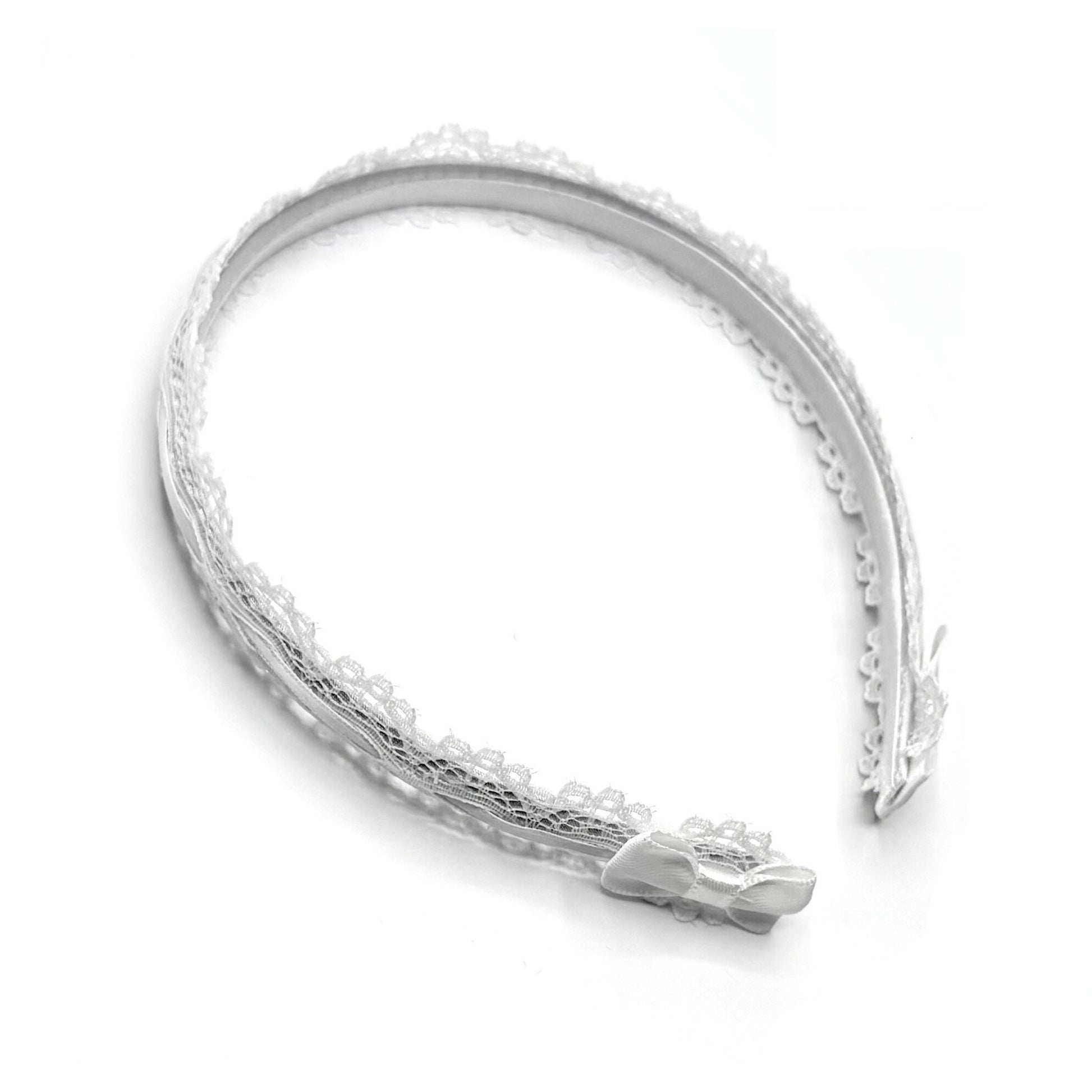 Chantilly White Lace Bow Headband 