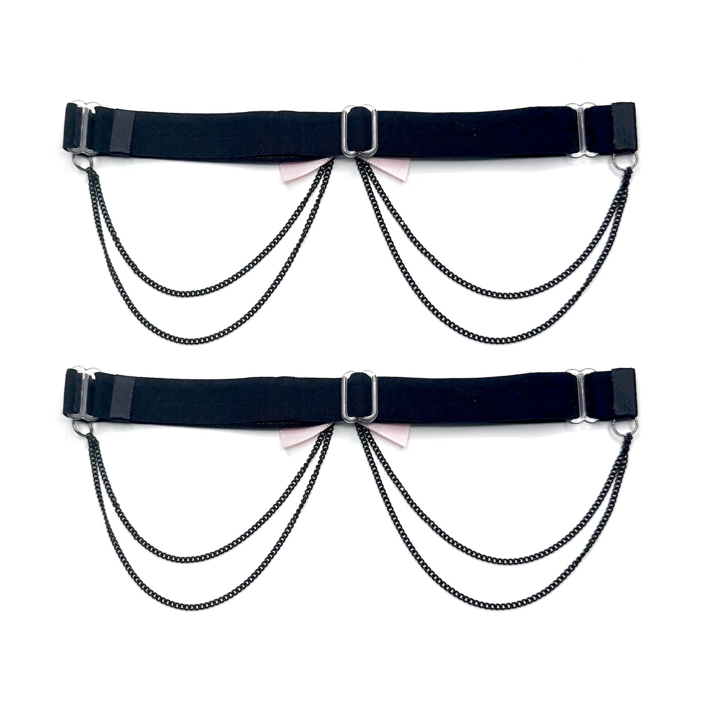 adjustable straps on vice pink bow leg garters
