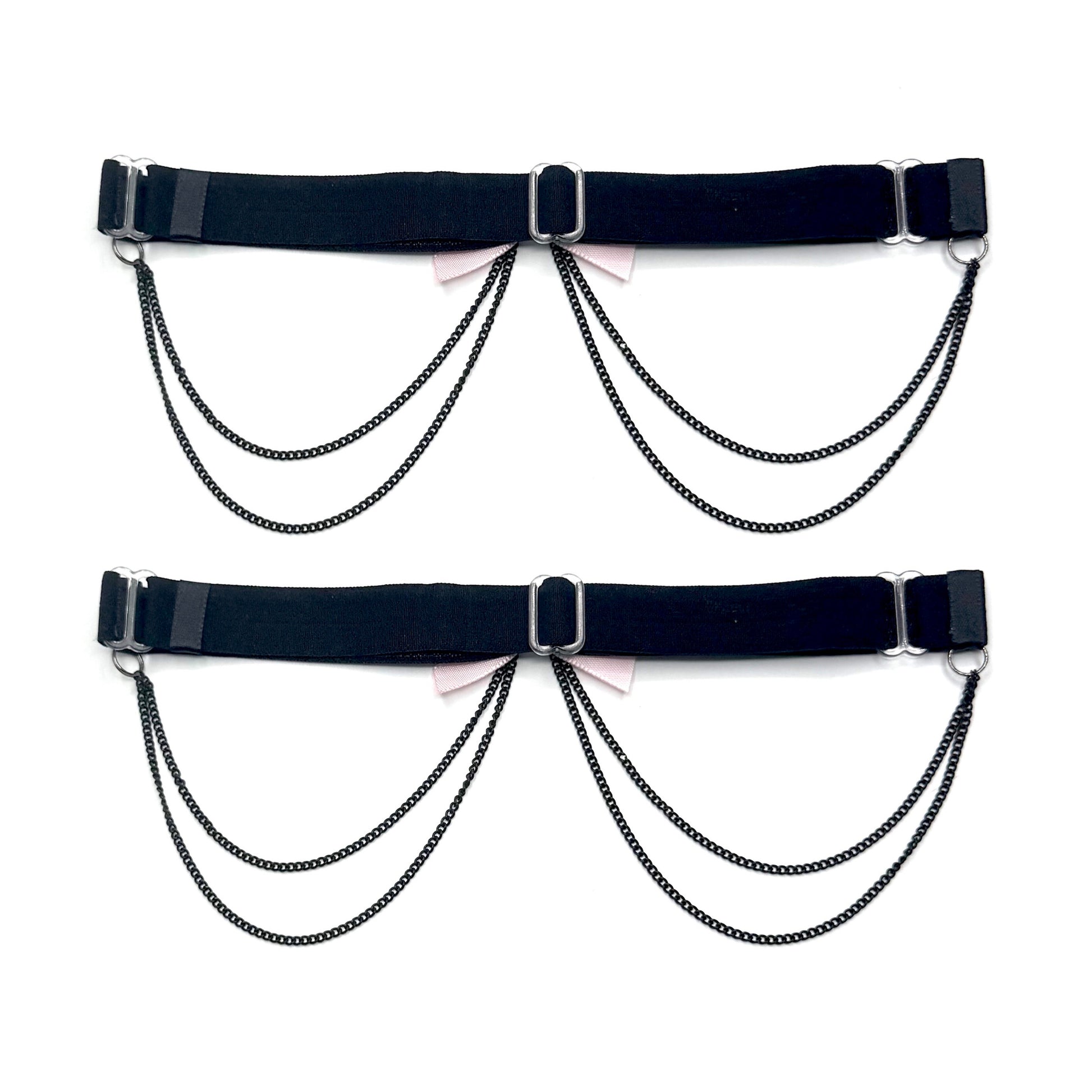 adjustable straps on vice pink bow leg garters