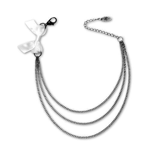 vice anklet with white bow and silver chain