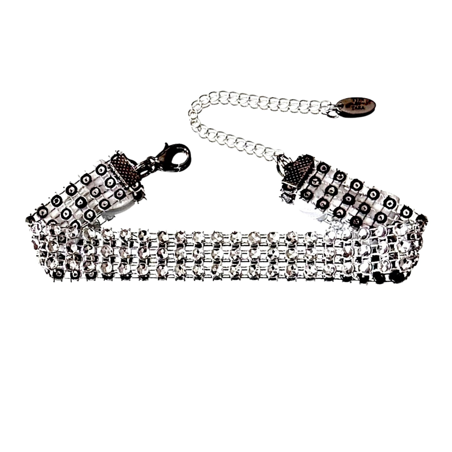 sparkly white bow anklet on white background