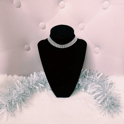 vixen white sparkly bow choker 