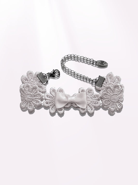 White Flower Bow Bracelet 