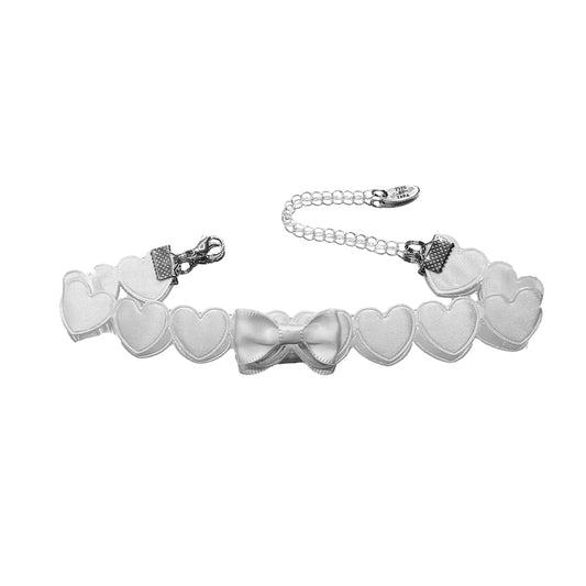 White Heart Bow Anklet 