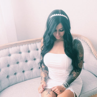 sweetheart white heart headband tyera on model