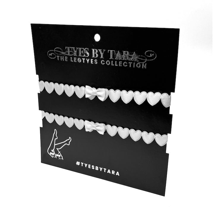 White Heart Leg Garters on Black Card