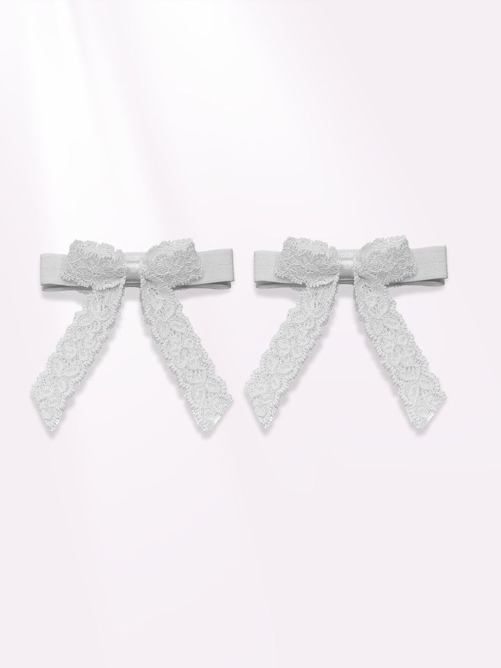 bougee white lace bow heel straps