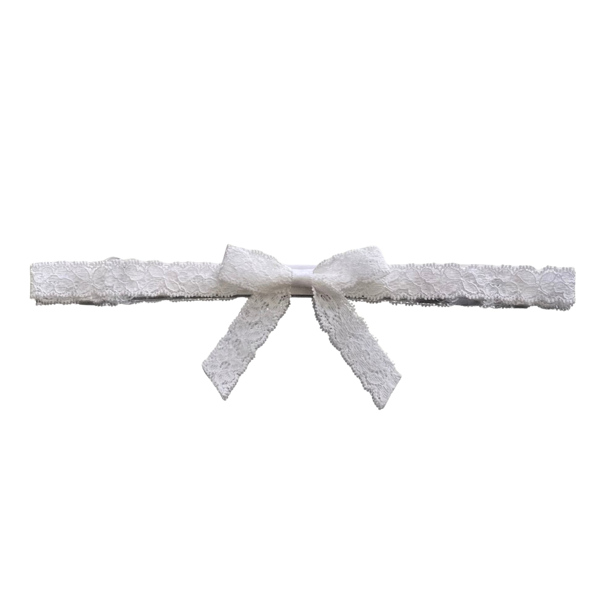 Bougee White Lace Bow Belt on White Background