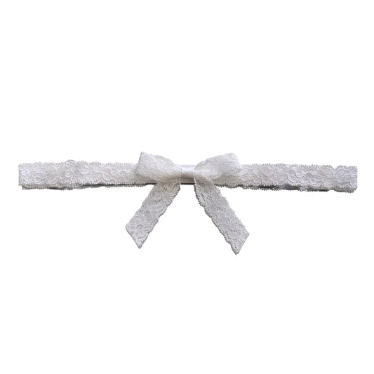 Bougee White Lace Bow Belt on White Background