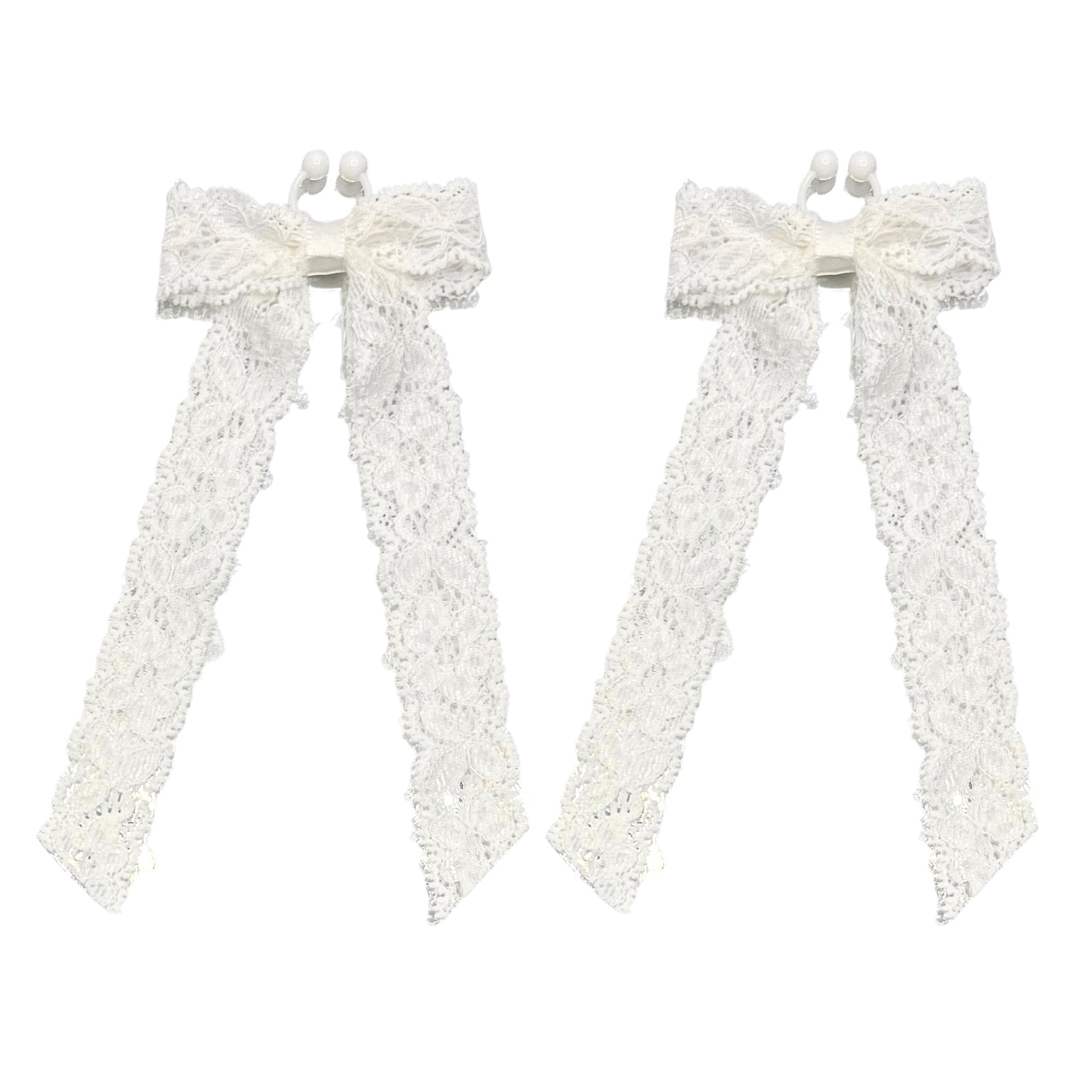 white lace bow nipple clamps on white background