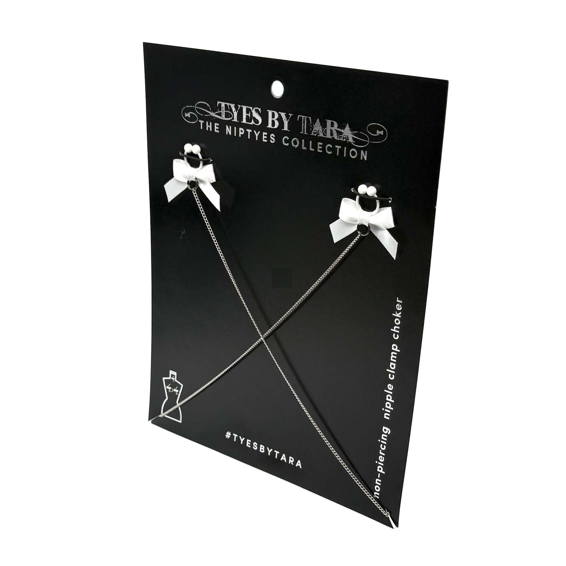 Packaging View of Kinkette White Bow Nipple Clamps 